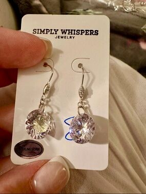 Simply Whispers NWT 925 Sterling Silver CZ French Hook Earrings